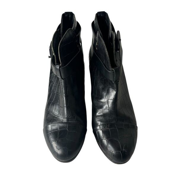 Rag & Bone Harrow Crocodile-Embossed Leather Booties Black Size 10 - Picture 4 of 7